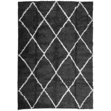 Shaggy Rug High Pile Black & Cream 120x170 cm for Modern Homes