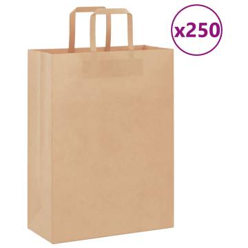 Brown Paper Bags 250 pcs with Handles | Eco-Friendly Packaging