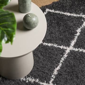 Shaggy Rug High Pile Black & Cream 120x170 cm for Modern Homes