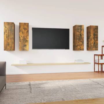 Stylish Smoked Oak TV Cabinets - 4 pcs | Hipomarket UK