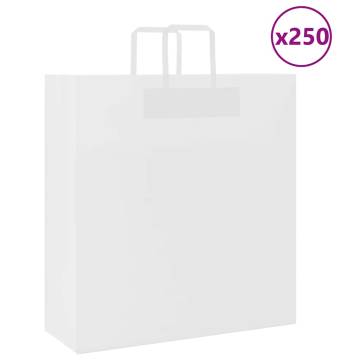 250 PCS White Paper Bags with Handles | Eco-Friendly Packaging