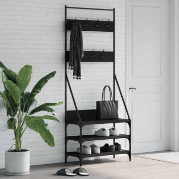 Stylish Clothes Rack with Shoe Storage - Black 72x34x184 cm