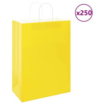 Paper Bags 250 pcs with Handles - Yellow Kraft Bags