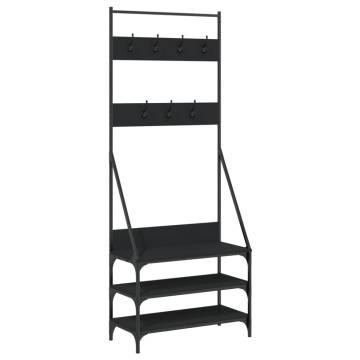 Stylish Clothes Rack with Shoe Storage - Black 72x34x184 cm