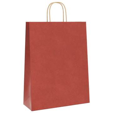 50 Red Paper Bags with Handles | Eco-Friendly & Durable