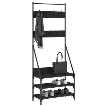 Stylish Clothes Rack with Shoe Storage - Black 72x34x184 cm