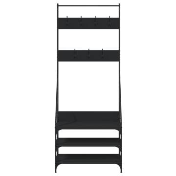 Stylish Clothes Rack with Shoe Storage - Black 72x34x184 cm