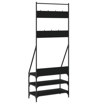 Stylish Clothes Rack with Shoe Storage - Black 72x34x184 cm