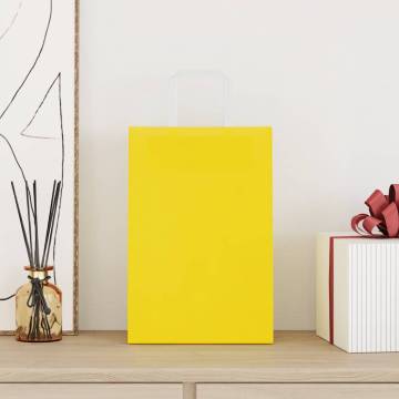 Yellow Paper Bags with Handles - 50 Pcs - Eco-Friendly