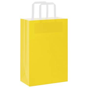 Yellow Paper Bags with Handles - 50 Pcs - Eco-Friendly