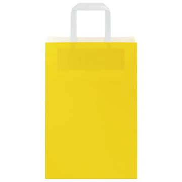 Yellow Paper Bags with Handles - 50 Pcs - Eco-Friendly