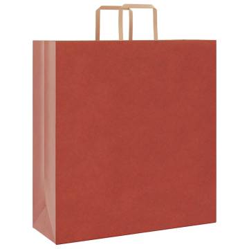 Red Paper Bags with Handles - 250 pcs | Sustainable & Durable