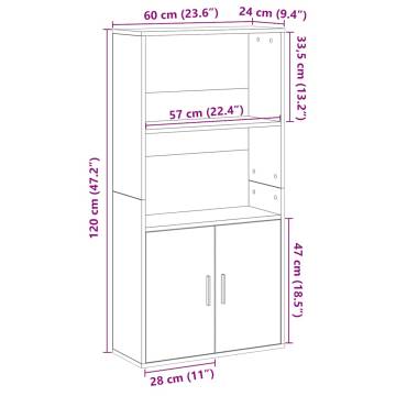 Bookcase Smoked Oak 60x24x120 cm | Stylish Engineered Wood Storage