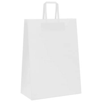 50 Pcs White Paper Bags with Handles - Eco-Friendly & Durable