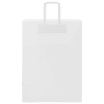 50 Pcs White Paper Bags with Handles - Eco-Friendly & Durable