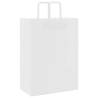 50 Pcs White Paper Bags with Handles - Eco-Friendly & Durable