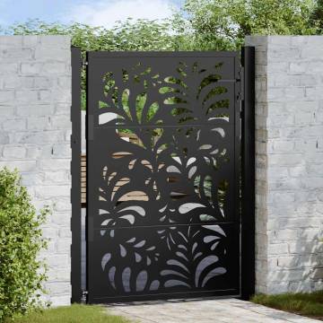 Elegant Garden Gate Black 105x130 cm Steel Wave Design