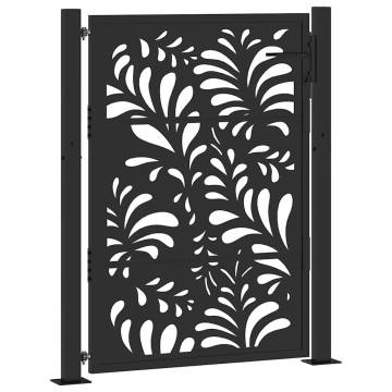 Elegant Garden Gate Black 105x130 cm Steel Wave Design