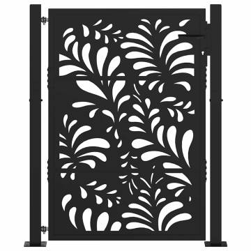 Elegant Garden Gate Black 105x130 cm Steel Wave Design