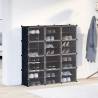 Storage Cube Organiser with 12 Cubes & Doors - Black PP