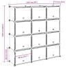 Storage Cube Organiser with 12 Cubes & Doors - Black PP