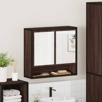 Brown Oak Bathroom Mirror Cabinet - 65x20x60 cm | HipoMarket