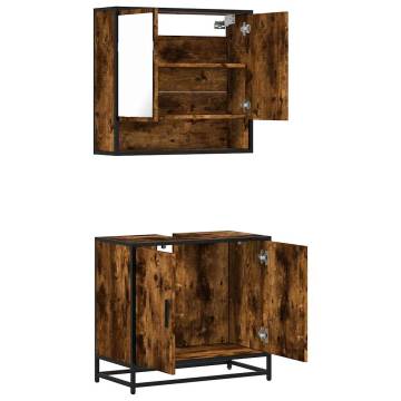 2 Piece Bathroom Furniture Set in Smoked Oak - Stylish & Durable