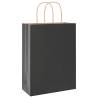 Black Paper Bags with Handles - 50 pcs | Durable & Recyclable