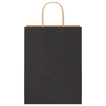 Black Paper Bags with Handles - 50 pcs | Durable & Recyclable