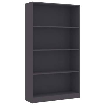 4-Tier Book Cabinet Grey - Stylish Storage Solution 80x24x142 cm