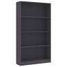 4-Tier Book Cabinet Grey - Stylish Storage Solution 80x24x142 cm