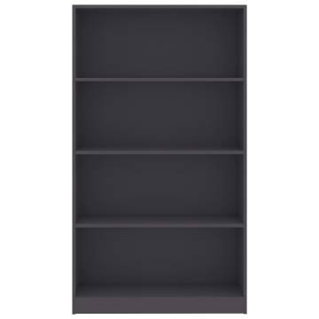 4-Tier Book Cabinet Grey - Stylish Storage Solution 80x24x142 cm