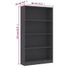 4-Tier Book Cabinet Grey - Stylish Storage Solution 80x24x142 cm