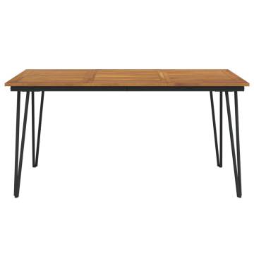 Garden Table with Hairpin Legs - Solid Acacia Wood 160x80 cm