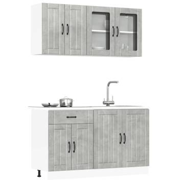 4 Piece Kitchen Cabinet Set - Kalmar Concrete Grey