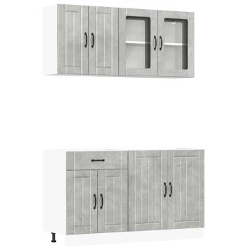 4 Piece Kitchen Cabinet Set - Kalmar Concrete Grey