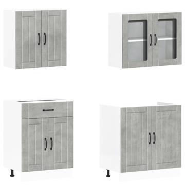 4 Piece Kitchen Cabinet Set - Kalmar Concrete Grey