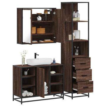 3 Piece Brown Oak Bathroom Furniture Set | Stylish & Durable