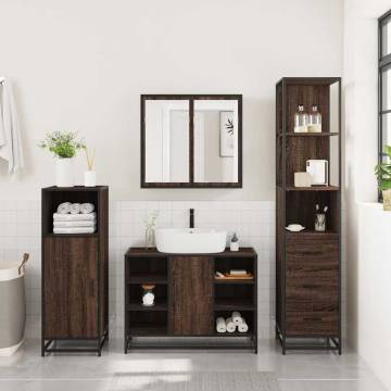 3 Piece Brown Oak Bathroom Furniture Set | Stylish & Durable