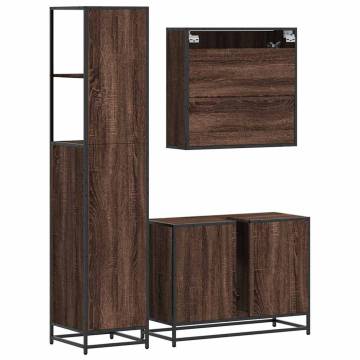 3 Piece Brown Oak Bathroom Furniture Set | Stylish & Durable