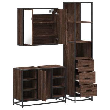 3 Piece Brown Oak Bathroom Furniture Set | Stylish & Durable