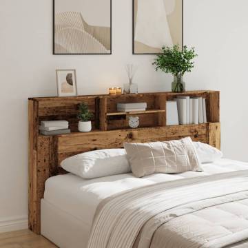 Stylish Old Wood Headboard Cabinet | 180x19x103.5 cm