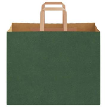 Eco-Friendly Green Paper Bags with Handles - 250 Pcs