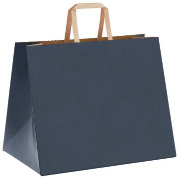 250 Blue Paper Bags with Handles - Eco-Friendly & Durable