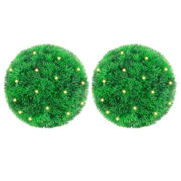 Artificial Boxwood Balls with LED Lights - 2 pcs Green 22 cm