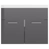 High Gloss Grey Sink Cabinet with Built-in Basin | HipoMarket