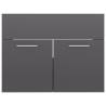 High Gloss Grey Sink Cabinet with Built-in Basin | HipoMarket