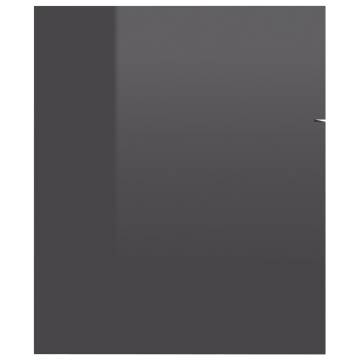 High Gloss Grey Sink Cabinet with Built-in Basin | HipoMarket