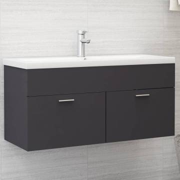 Sink Cabinet with Built-in Basin - Grey Engineered Wood