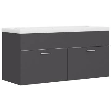 Sink Cabinet with Built-in Basin - Grey Engineered Wood